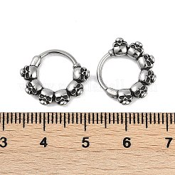 Skull 316 Surgical Stainless Steel Hoop Earrings&nbsp;EJEW-G416-32AS