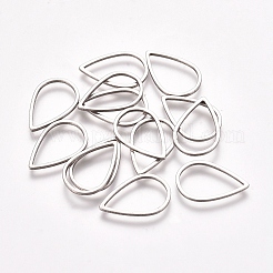 304ステンレススチールリンクリング  ジュエリー作りのための  ティアドロップ  ステンレス鋼色  15x10x0.8mm  内径：13x8mm&nbsp;X-STAS-TAC0002-18-02P
