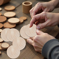 未完成の木製のフラットラウンドい切り抜き  ウッドクラフト用品  アンティークホワイト  50x8mm&nbsp;WOOD-WH0050-042D