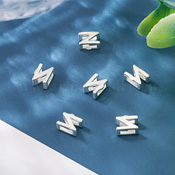 スターリングシルバーの中空イニシャルビーズ6個925個  銀  文字N  5.5~6x3.5~4x3mm  穴：3.5~4x1.3~1.7mm&nbsp;STER-TA0001-53N