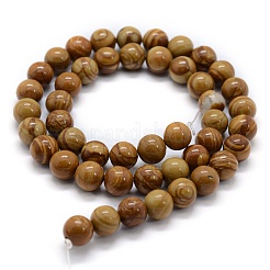 Natural Wood Lace Stone Wooden Jasper Beads Strands&nbsp;G-G763-05-10mm