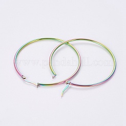 304ステンレススチールフープピアス  リング  虹色  55x2mm  ピン：1x0.6mm  内径：51mm&nbsp;EJEW-WH0002-03C-M