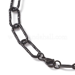 304ステンレススチールペーパークリップチェーンネックレス女性男性用  ブラック  17.64インチ（44.8cm）&nbsp;NJEW-JN05820
