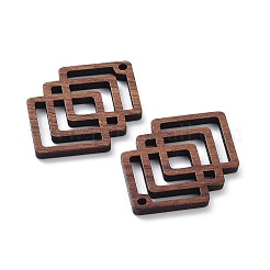 クルミ材レーザーカットペンダント  中空のチャーム  染色されていない  菱形  34.5x23x2.4mm  穴：1.8mm&nbsp;WOOD-Q051-01D