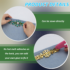 1個の花合金ラインストーン装飾アクセサリー  インディコライト  53x177x11mm&nbsp;DIY-FG0008-03B