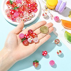 45Pcs 9 Styles Plastic Round Bead & Acrylic Beads Strawberry Kits&nbsp;MACR-CJ0002-46