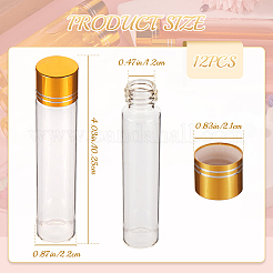 ガラスビーズコンテナ  アルマイトカバー付き  詰め替え式ボトル  コラム  透明  2.2x10.25cm  12セット/箱&nbsp;CON-CP0001-013C