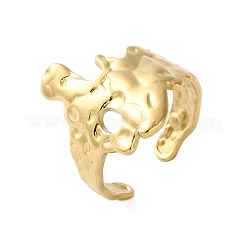 Ion Plating(IP) 304 Stainless Steel Wide Flower Open Cuff Ring for Women&nbsp;RJEW-G275-05G