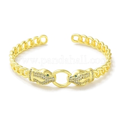Snake Brass Micro Pave Clear Cubic Zirconia Cuff Bangles for Women&nbsp;BJEW-Z061-19G