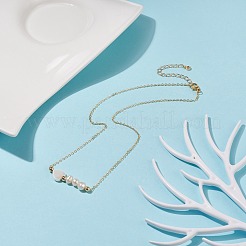 天然真珠と貝殻のハート ビーズ ペンダント ネックレス  女性用金メッキ 304 ステンレススチールジュエリー  貝殻色  16.65インチ（42.3cm）&nbsp;NJEW-JN03898-01