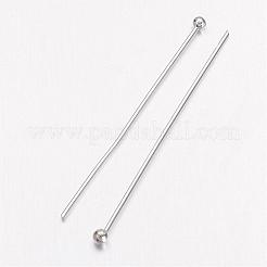 シルバーカラーメッキ真鍮ボールヘッドピン  カドミウムフリー＆鉛フリー  30x0.6mm  22ゲージ  ヘッド：1.5mm&nbsp;X-KK-RP0.6x30mm-S