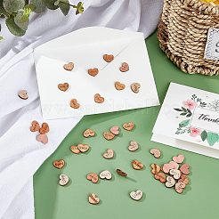 4 Styles Heart with Love & Word Wood Cabochons&nbsp;WOOD-FH0001-90
