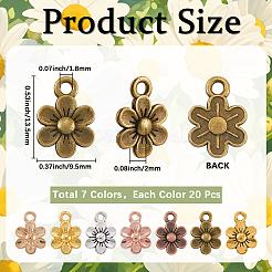 140本7色チベット風アロイペンダント  花のチャーム  ミックスカラー  13.5x9.5x2mm  穴：1.8mm  20個/カラー&nbsp;FIND-SC0016-25