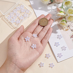 ABSプラスチックビーズ  花  ホワイト  14x3mm  穴：2mm  24個/箱&nbsp;FIND-BC0002-99