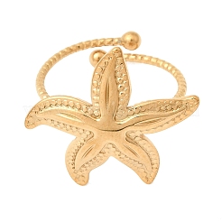 Starfish 304 Stainless Steel Cuff Open Rings for Women&nbsp;RJEW-A105-01G