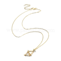 2Pcs 2 Color Brass Bar Link Chains Macrame Pouch Empty Stone Holder for Pendant Necklaces Making&nbsp;NJEW-JN04466-01