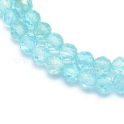 天然石アパタイトビーズ連売り  グレードAA  多面カット  ラウンド  3mm  穴：0.5mm  約113個/連  15.35インチ（39cm）&nbsp;G-E411-27B-3mm