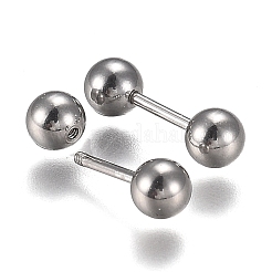 変色しにくい304ステンレススチールボールスタッドピアス  バーベル軟骨ピアス  ステンレス鋼色  13~14x4mm  ピン：1mm  24のペア/セット&nbsp;EJEW-H113-02P-C
