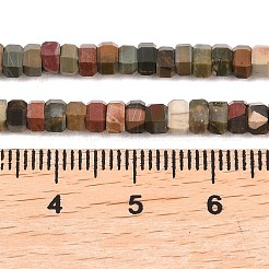 天然多色碧玉/ピカソストーン/ピカソ碧玉ビーズ連売り  多面カット  六角  4x4x2~2.5mm  穴：0.9mm  約156個/連  15.24''（38.7センチメートル）&nbsp;G-G345-C24-2x4mm