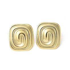 304ステンレススチール長方形スパイラルスタッドピアス  18KGP本金メッキ  25.5x23.5mm&nbsp;EJEW-V006-05G