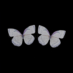 オーガンジー生地  DIYジュエリー作りの工芸品  蝶  暗い蘭  35x48mm&nbsp;X-FIND-S317-14