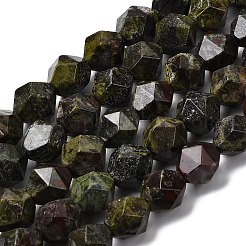 天然石ドラゴンブラッドビーズ連売り  スターカットラウンドビーズ  多面カット  9~10x9~10x9~10mm  穴：1~1.4mm  約38~40個/連  14.88''（15.08''センチメートル）&nbsp;G-Z119-A17-03