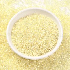 シリンダーシードビーズ  均一サイズ  透明色の虹  きいろ  2x1.3~1.5mm  穴：0.8~1mm  約888個/10g&nbsp;X-SEED-H001-A08