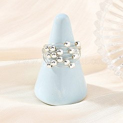 丸い銅線に電気メッキを施した非磁性合成ヘマタイトの指輪  銀  12.5mm  内径：19mm&nbsp;RJEW-JR01096