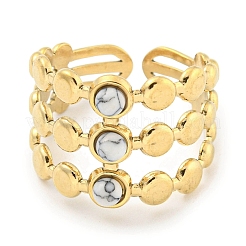Ion Plating(IP) 304 Stainless Steel Synthetic Turquoise Cuff Rings&nbsp;G-Z056-05G-05