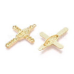 合金ペンダント  聖母マリアと交差する  ゴールドカラー  35.5x26x3mm  穴：1.5mm&nbsp;PALLOY-T092-10G