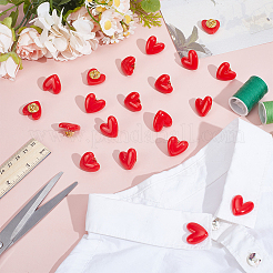 20Pcs Resin Heart Badge for Backpack Clothes&nbsp;HEAR-PH0001-02B