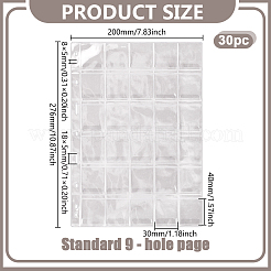 30グリッドPVCプラスチックコインコレクションアルバム  9穴バインダーポケット  透明  276x199x0.3mm&nbsp;AJEW-WH0696-157