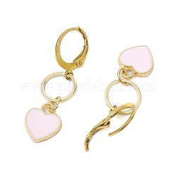 合金エナメルダングルピアス  女性用304ステンレススチールフレンチフックピアス  ゴールドカラー  37x10mm&nbsp;EJEW-JE05847
