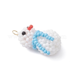 Glass Seed Beaded Snowman Pendants&nbsp;PALLOY-MZ01007-04