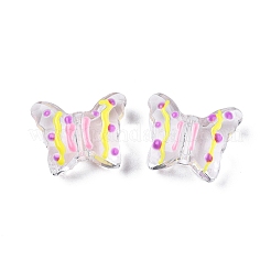 透明アクリルエナメルビーズ  蝶  きいろ  16~17x20x8~8.5mm  穴：2mm&nbsp;TACR-G040-05A