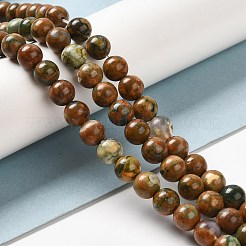 天然の流紋岩ジャスパービーズ連売り  ラウンド  8mm  穴：1mm  約46個/連  15インチ（38cm）&nbsp;G-G684-01-8mm
