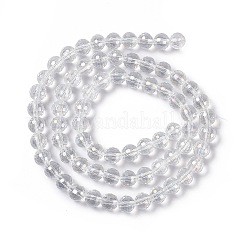 電気メッキガラスビーズ連売り  ABカラーメッキ  ファセット（96ファセット）  ラウンド  クリアAB  8mm  穴：1mm  約72個/連  21.8インチ&nbsp;EGLA-R040-8mm-15