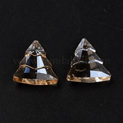 ガラスラインストーンチャーム  クリスマスツリー  黄金の影  15x13.5x5mm  穴：1.2mm&nbsp;RGLA-O002-A01-001GS