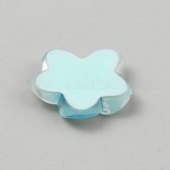 クリア樹脂カボション  花  グリッターパウダー付き  空色  29.5x31x6mm&nbsp;CRES-TAC0050-01D