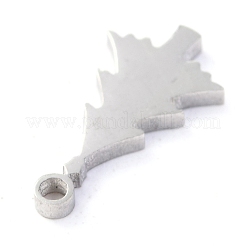 変色しないクリスマス 304 ステンレススチール チャーム  レーザー切断  クリスマスツリー  ステンレス鋼色  10.5x6.5x1.1mm  穴：1mm&nbsp;STAS-O142-59P