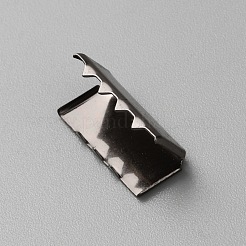 アイアン製カシメリボン止めエンドパーツ  ウェビングエンド  ガンメタ色  20x10x8mm&nbsp;FIND-WH0291-03A-B