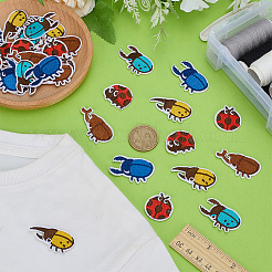てんとう虫の刺繍が縫い付けられる布パッチ30個（6スタイル）  ミシンクラフト装飾  ミックスカラー  22~39x22~40x1.5~2.5mm  5個/スタイル&nbsp;PATC-FG0003-45
