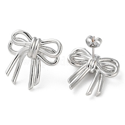 Bowknot Rack Plating Brass Stud Earrings for Women&nbsp;EJEW-A045-02P