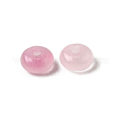 模造ヒスイのガラスビーズ  ロンデルビーズ  パールピンク  6~6.5x3.5mm  穴：1.2~1.4mm  約5000個/1000g&nbsp;DGLA-C005-B01-3x6mm-06