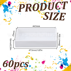 長方形のプラスチック製の空の水彩絵の具入れ  ペイントケースアートパレット用品用  ホワイト  47.5x28x10mm  内径：44.5x25mm&nbsp;KY-WH0045-90