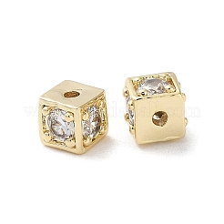 Brass Micro Pave Clear Cubic Zirconia Beads&nbsp;KK-Z049-03G