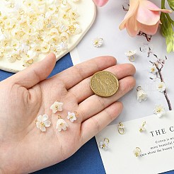 80 個 8 スタイルの ABS プラスチック模造パールペンダント  金色の304ステンレススチールループ付き  花のチャーム  ホワイト  10~20x6~27mm  穴：3.5mm  10個/スタイル&nbsp;KY-CJ0001-95