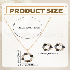 Wreath Alloy Rhinestone Pendant Necklace & Stud Earring Sets&nbsp;SJEW-LP0001-56C