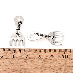 合金のチベット風チャーム  言葉でフォークしてチャームを通す  アンティークシルバー  30x12.5x1.5mm  穴：3.5mm  625個/ 1000g&nbsp;AL-CBA5212-11AS