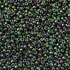 MIYUKIラウンドロカイユビーズ  日本製シードビーズ  （rr465)メタリックダークグリーンアイリス  11/0  2x1.3mm  穴：0.8mm  約1100PCS /ボトル  10 G /ボトル&nbsp;SEED-JP0008-RR0465